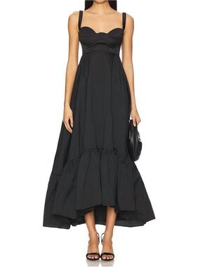 anna october snowdrop asymmetric cotton blend maxi dress Anna October Snowdrop Asymmetric Cotton-blend Maxi Dress in Black